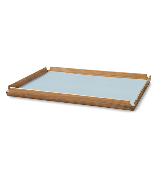 Teak tray - dienblad met lederen inleg