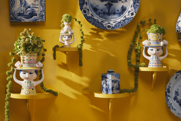 Eva met hoed - vaas medium - blauw