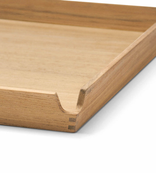 Teak tray - dienblad met lederen inleg