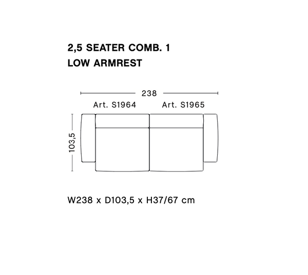 Sofa mags soft, low armrest - 2,5 seater combination 1, leer california CA5003