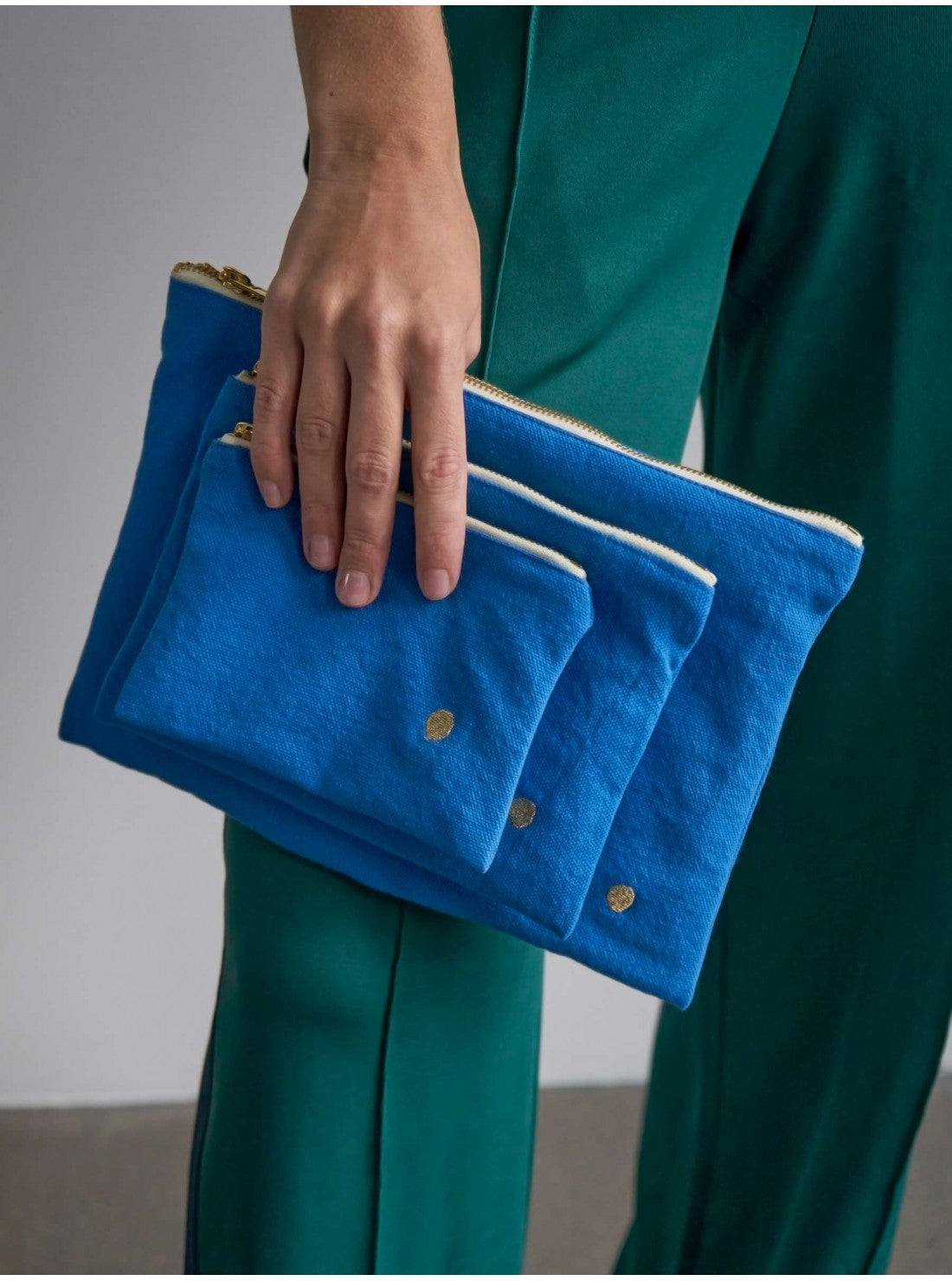 Katoenen etui - medium Iona bleu mecano