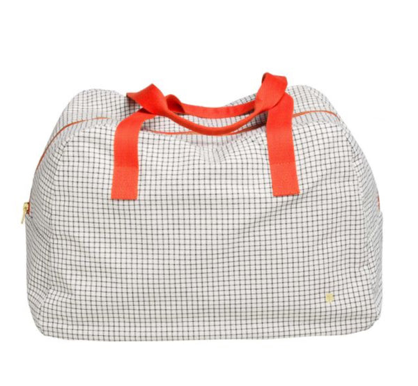 Katoenen weekendtas - kleine ruit - stylo rouge