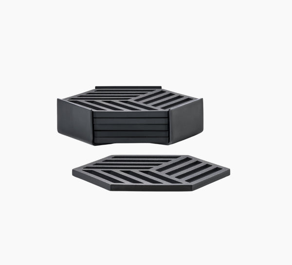 Coasters hexagon - zwart