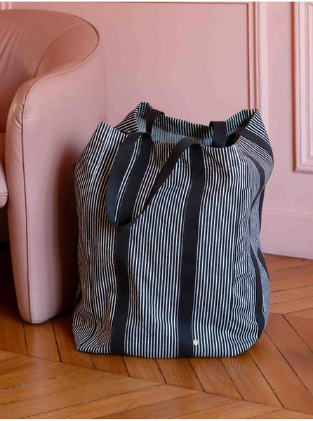 Maxi katoenen shopper - lijntjes - basile caviar