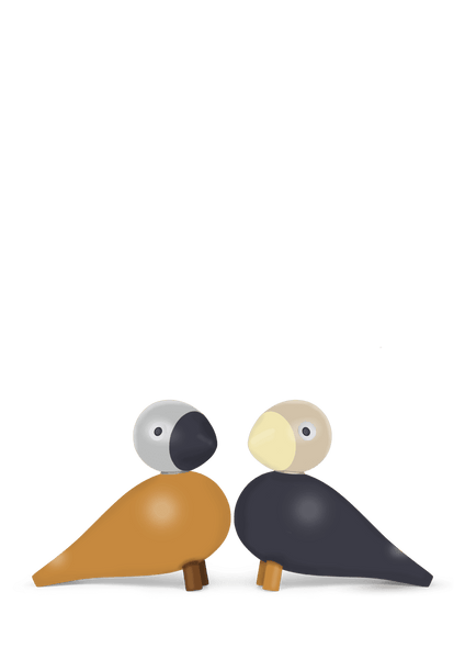 Lovebirds - set van 2 - you&me - oker/donker blauw