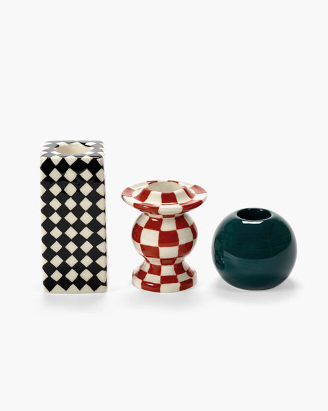 Kaarsenhouder set van 3 - Chessboard
