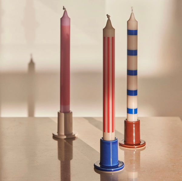 Pattern kaarsen - set van 4 - pink, red, blue