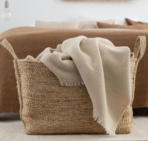 Herringbone plaid - beige - 130 x 170 cm