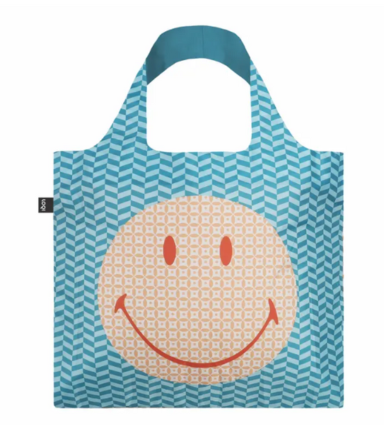 Opvouwbare zak - LOQI shopper - smiley geometric
