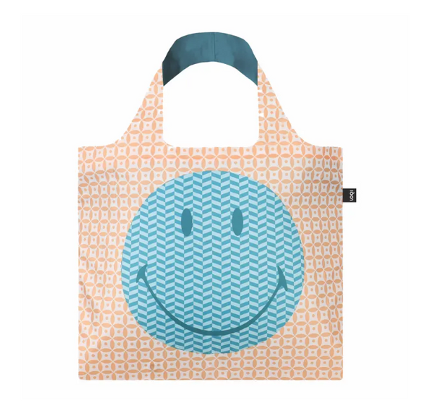 Opvouwbare zak - LOQI shopper - smiley geometric
