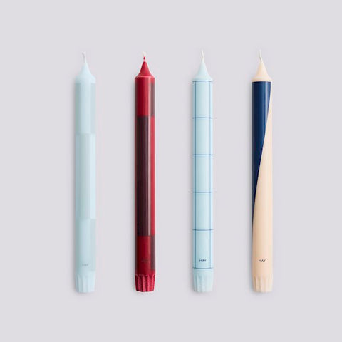 Pattern kaarsen NEW - set van 4 - blue & bordeaux