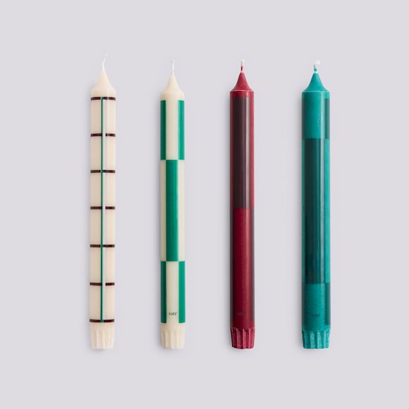 Pattern kaarsen NEW - set van 4 - green & bordeaux