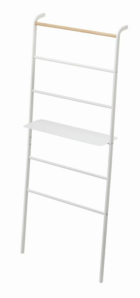 Ladder wijd met legger, handdoekhanger wit