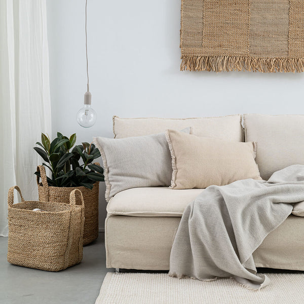 Herringbone plaid/bedsprei - lichtgrijs - 220x240cm