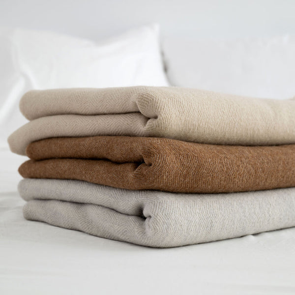 Herringbone plaid/bedsprei - lichtgrijs - 220x240cm