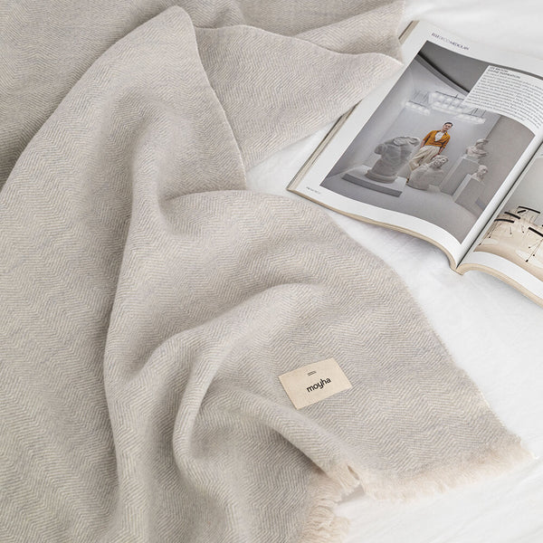 Herringbone plaid/bedsprei - lichtgrijs - 220x240cm