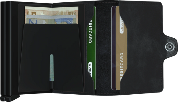 Twinwallet - vintage zwart - portefeuille