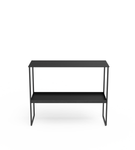 Consoletafel- zwart staal - zwart leder