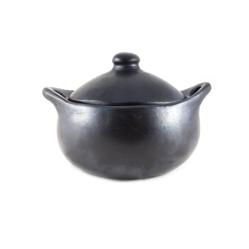 Black pottery - ronde kookpot + deksel zwart, small CH18.2